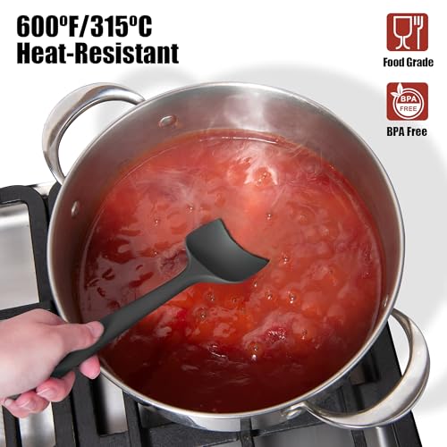 600°F Heat Resistant Silicone Spatula Scrapers (Set of 4 / Black)