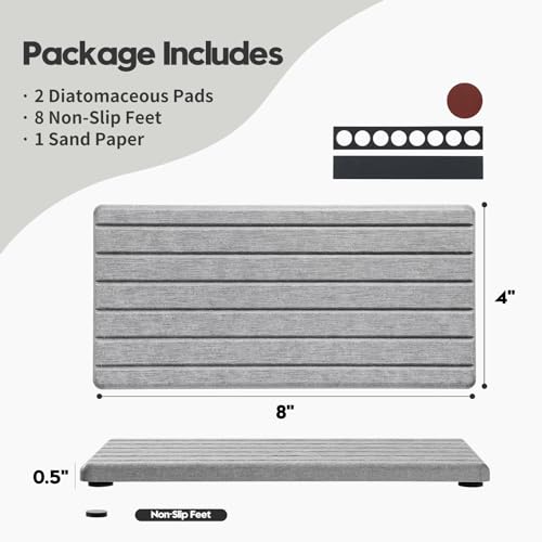 2PCS Instant Dry Diatomite Stone Counter Makeup Tray Organizer (Light Gray / 8"x 3.8")
