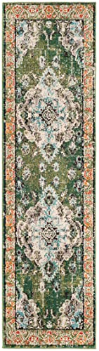 Monaco Runner Rug 2'2"x12' (2'2" x 12' (Runner) / Forest Green/Light Blue)