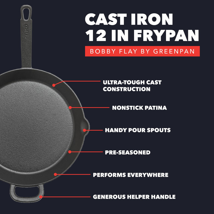 x Bobby Flay 12" Pre (12" Cast Iron Skillet / Black)