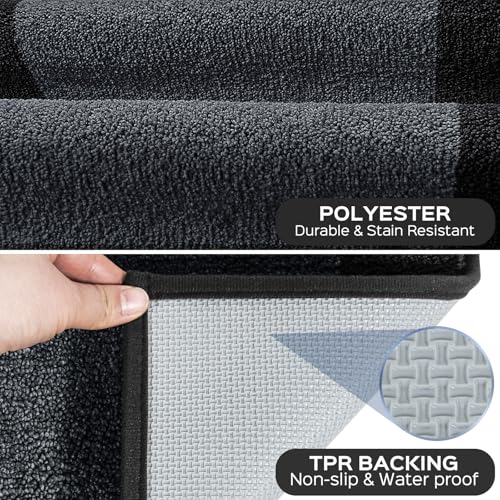 Kitchen Rugs Set (Charcoal / 24" X 36"+ 24" X 60")