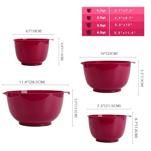 Classic Mixing Bowls Set of 4 (Deep Carmine)