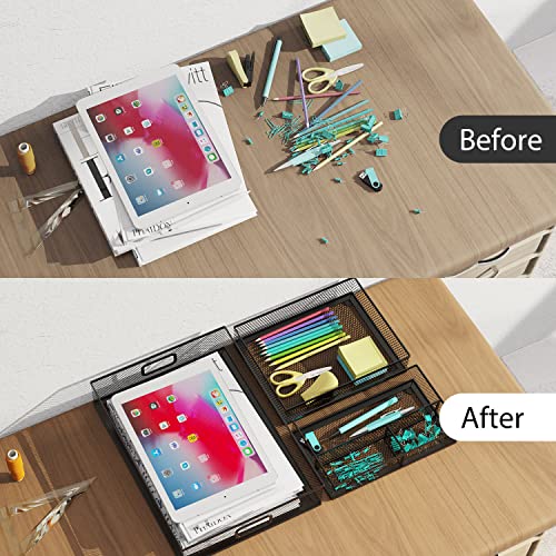 Desk Drawer Organizer Set (3PC-Black-Kit)