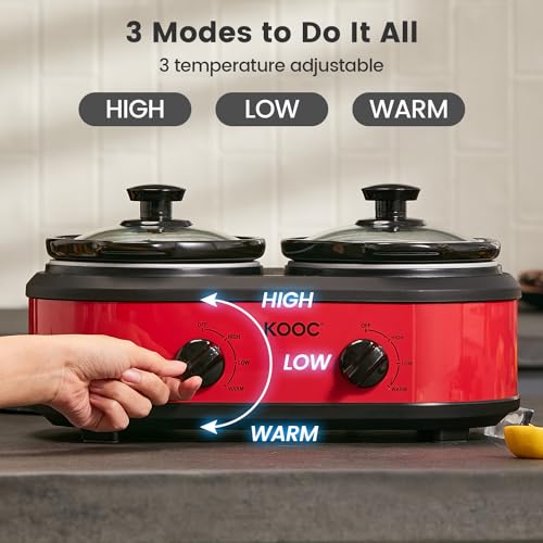 Double Small Slow Cooker (2.5 Quarts / Red)