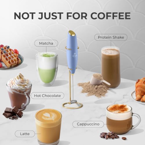 Powerful Milk Frother Wand With Duracell Batteries (14 - Crystal Gold / Z1 Motor + Batteries)