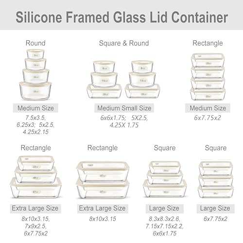 Glass Meal Prep Containers with Lids (White Sand-RD)