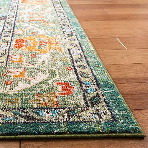 Monaco Area Rug 11x15 (11' x 15' (Rectangular) / Forest Green/Light Blue)