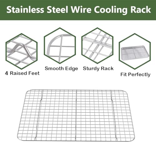 Quarter Baking Sheet Pan Cooling Rack Set (12" X 10" X 1")