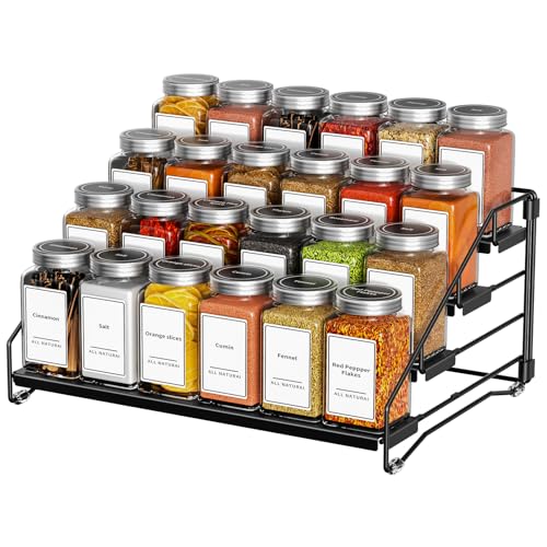 4 Tier Spice Rack for Cabinet (Black / 1 Pcs)