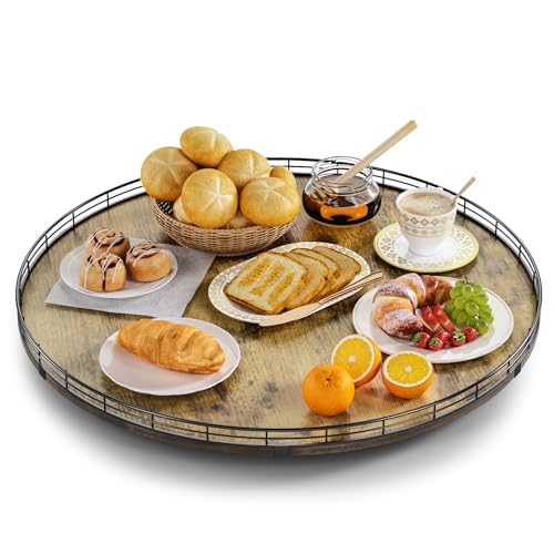 Lazy Susan Turntable Organizer for Table Top (Rustic / 24")
