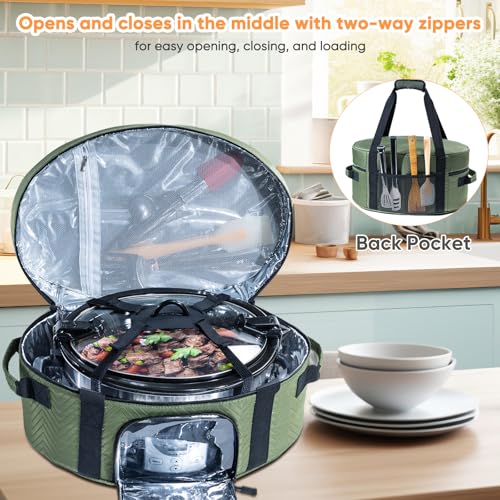 Insulated Slow Cooker Carrying Bag for 6 (Style A / Green)