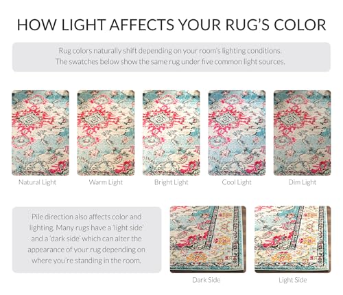 Monaco Collection Area Rug (10' x 14' (Rectangular) / Light Blue/Fuchsia)