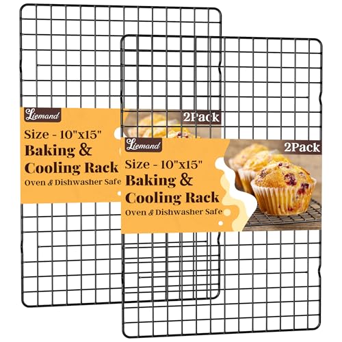 2 PCS Grid Wire Baking Cooling Racks (10“ x 15”-2 Pack / Black)