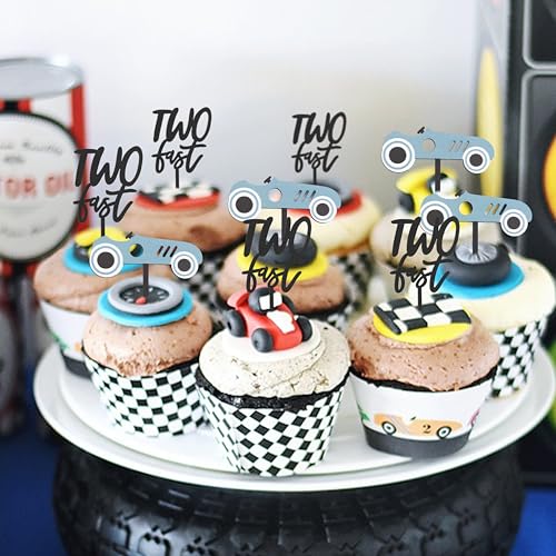 Wooden Two Fast Birthday Cupcake Topper (Two Fast Cake Topper)