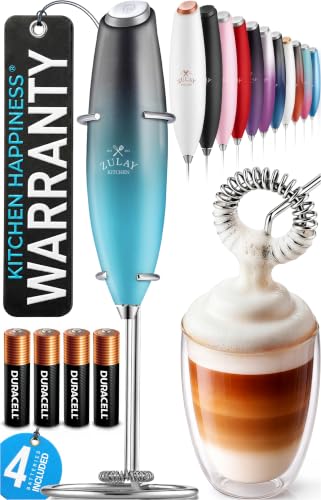 Powerful Milk Frother Wand With Duracell Batteries (41 - Black Teal / Z1 Motor + Batteries)