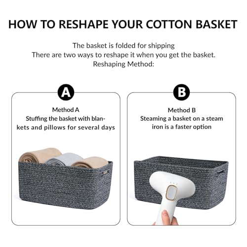Large Storage Baskets for Organizing (4pcs-L17×W13×H7.5" / Dark Gray)