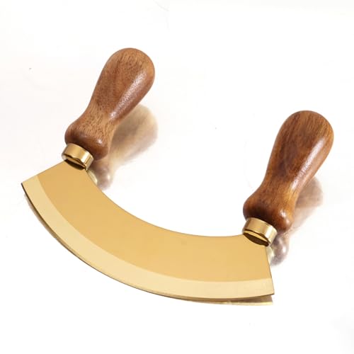 5.4 Inch Stainless Steel Mezzaluna Knife (5.4 Inch Gold)