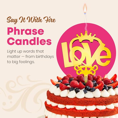 Love Reusable Gold Romantic Cake Candle (Love Big)