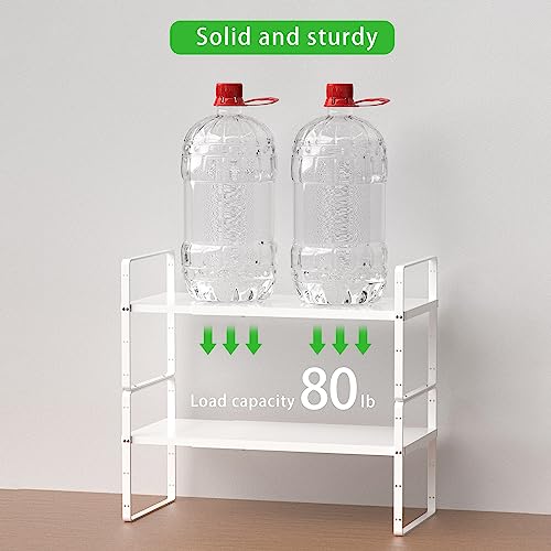 Expandable Cabinet Shelf (Smooth White / Large - 10.2"D - 2 Pack)