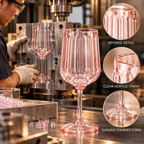 Acrylic Lucia Stemmed Goblets (Wine Glass / Pink)