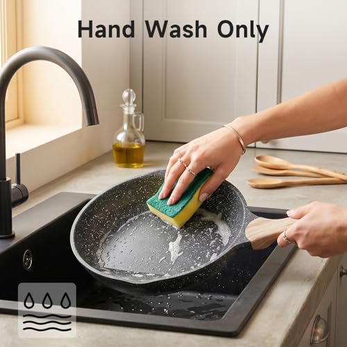 8 & 9.5 & 10 Inch Nonstick Frying Pan Sets for Cooking (Gray / 8"+9.5"+11"/3 pcs)