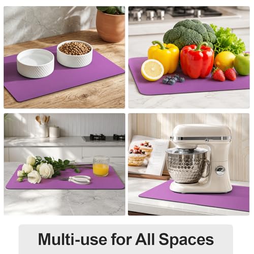 Dish Drying Mat for Kitchen Counter (Purple / 18" x 28")