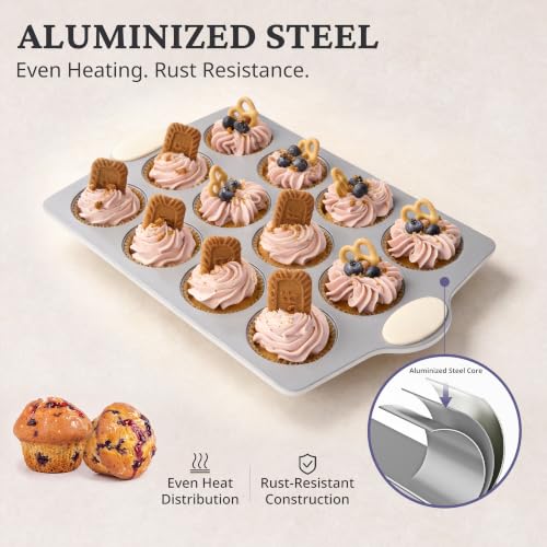 Ceramic Coated Nonstick 12 (Cream / 12 Cup Muffin Pan (1 pack))
