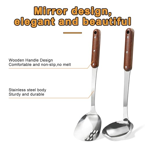 Stainless Steel Wok Spatula and Ladle Tool (Sliver / Cooking utensils-A)