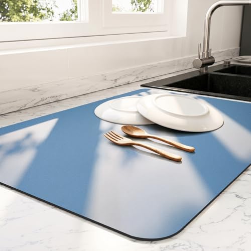 Dish Drying Mat for Kitchen Counter (Blue / 18" x 28")
