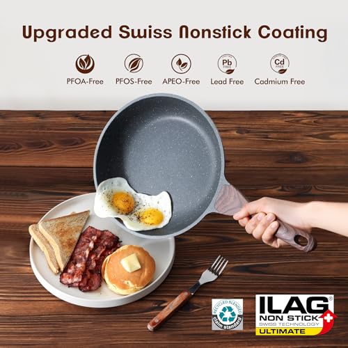 Nonstick Frying Pans (Gray / 8+10 Inch)