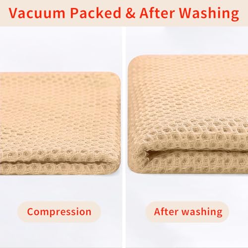100% Cotton Waffle Weave Kitchen Dish Towels 6 (Apricot / 13 X 28 - 6 Pack)