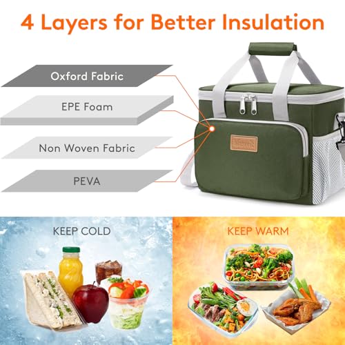 Insulated Lunch Box for Men (Gray & Green / Medium(9L))