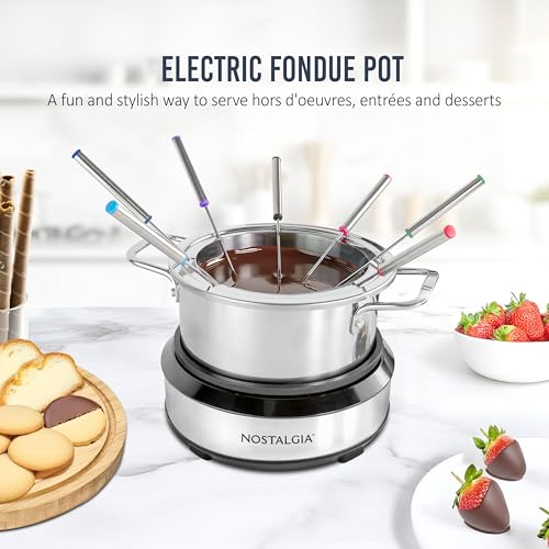 8 Cup Electric Fondue Pot Set for Cheese & Chocolate (Black / 8 Cup)
