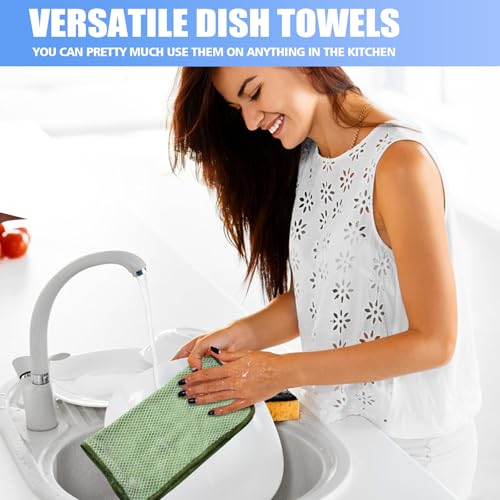 Dish Cloths for Washing Dishes with Scrub Side (Mixed Colors 1 / 12inchx12inch)