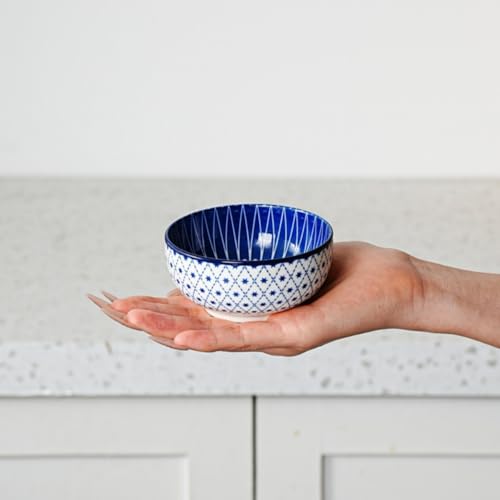 4 Oz Ceramic Mini Dipping Bowls Set of 6 (Vintage Blue / 4oz)