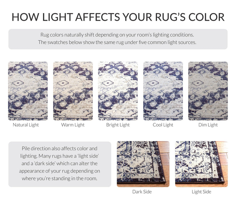 Monaco Collection Area Rug (3' x 5' (Rectangular) / Ivory/Navy)