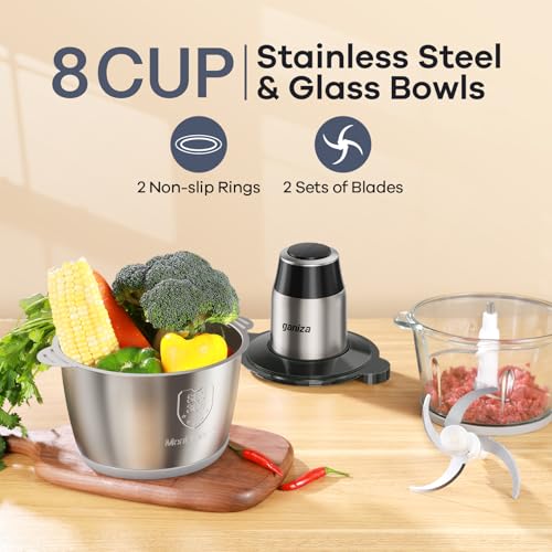 Food Processors with 2 Bowls (Black)