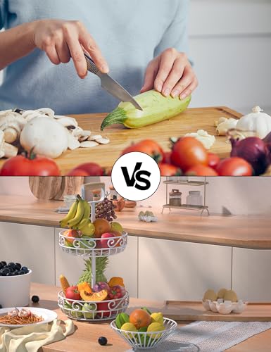 2 Tier 𝐅𝐫𝐮𝐢𝐭 𝐁𝐚𝐬𝐤𝐞𝐭 and Fruit Bowl (White)