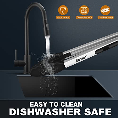 Kitchen Tongs Up To 600°F Silicone Tongs for Cooking 3Pcs 7 (7+9+12 inch / Black 3Pcs)