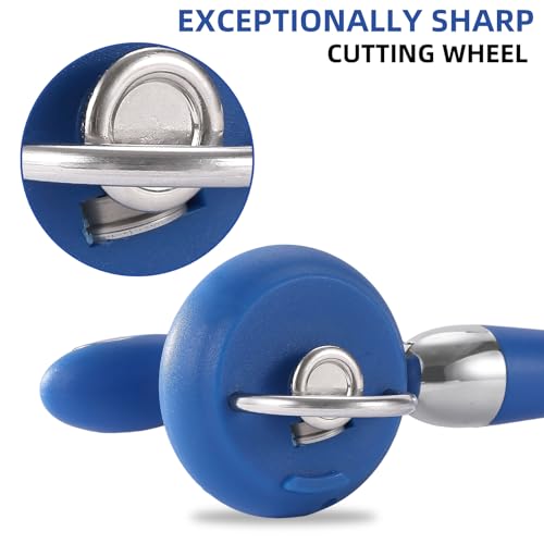 Can Opener Manual Tin Opener Stainless Steel Heavy Duty (Single Handle / Blue)