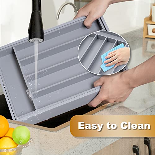 Bamboo Silverware Holder (5 Slots / Gray)