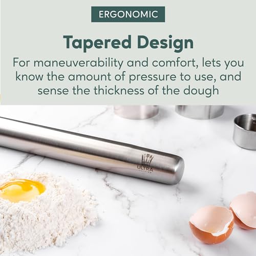 French Rolling Pin for Baking (Stainless Steel Classic)