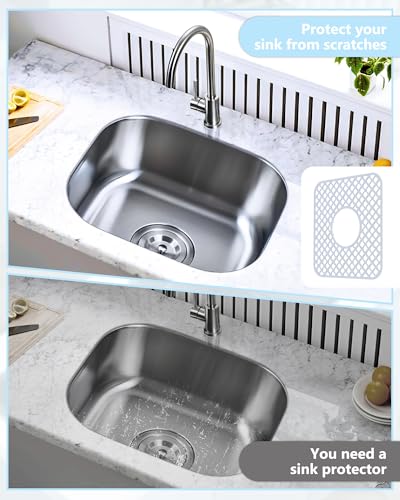 2 Pack Silicone Sink Mat Protector for Kitchen Sink (White)