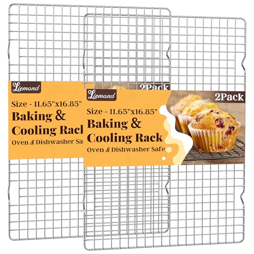 2 PCS Grid Wire Baking Cooling Racks (11.65“ x 16.85”-2 Pack / Silver)