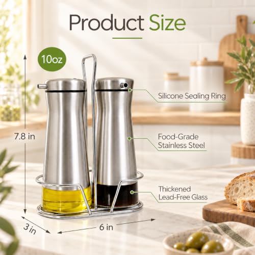 Oil And Vinegar Dispenser Set with Caddy (Clear)