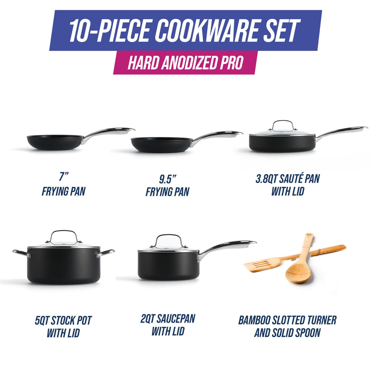 10 Piece Ultimate Hard Anodized Ceramic Nonstick Cookware Set (10 Piece Cookware Set / Gray)