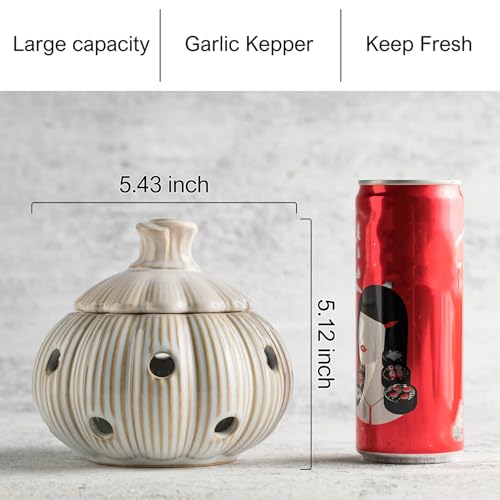 Ceramic Garlic Keeper for Counter (White)