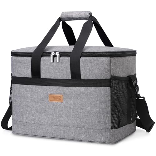 Cooler Bag 50 Cans Collapsible and Insulated Large Lunch Bag Leakproof Soft Cooler Portable for Camping (50-Can(30L) / Gray)