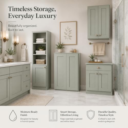 Wall Mounted Cabinet (Jade Green / 24" W x 12" D x 42" H)