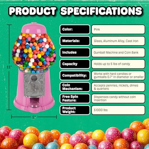 Popcorn Mini Gumball Machine (Pink)